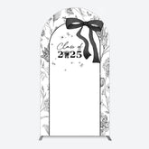 Aperturee - Aperturee Black White Bow Floral Congrats Graduation Arch Backdrop